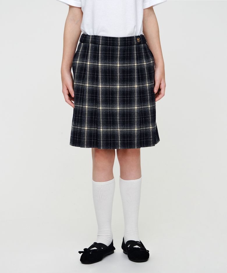 KIDS W CHECK SKIRT navy