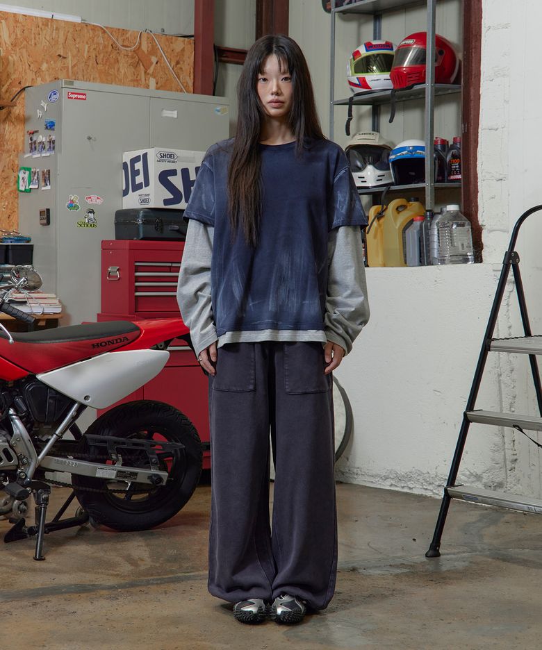 피그먼트 그래픽 스웻 팬츠 딥그레이
