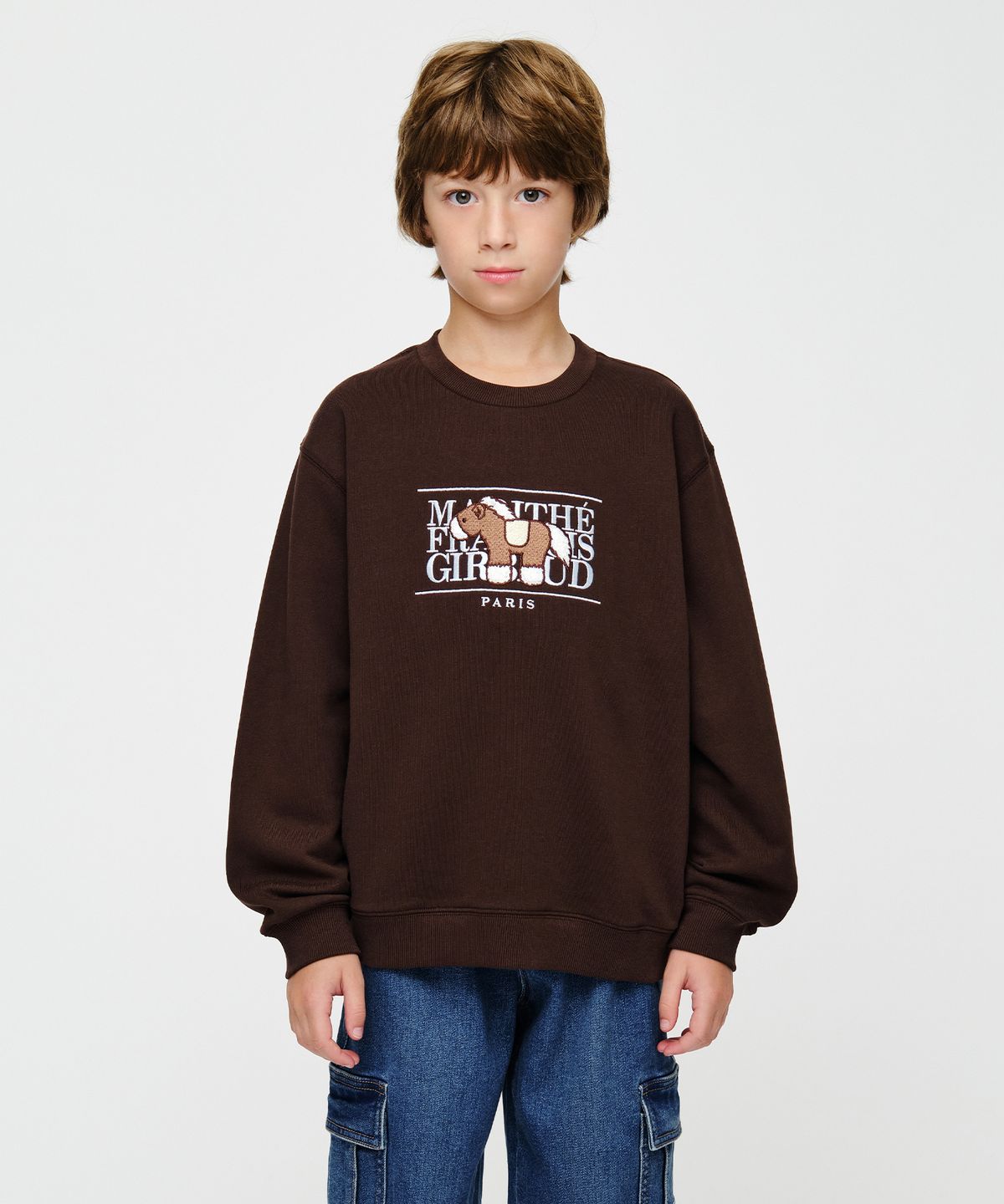 마리떼 키즈(MARITHÉ KIDS) KIDS PONY CLASSIC LOGO SWEATSHIRT brown