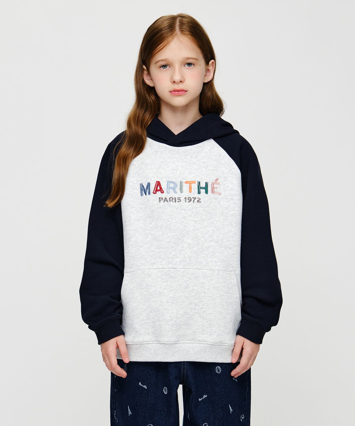 마리떼 키즈(MARITHÉ KIDS) KIDS COLOR BLOCK RAGLAN HOODIE navy