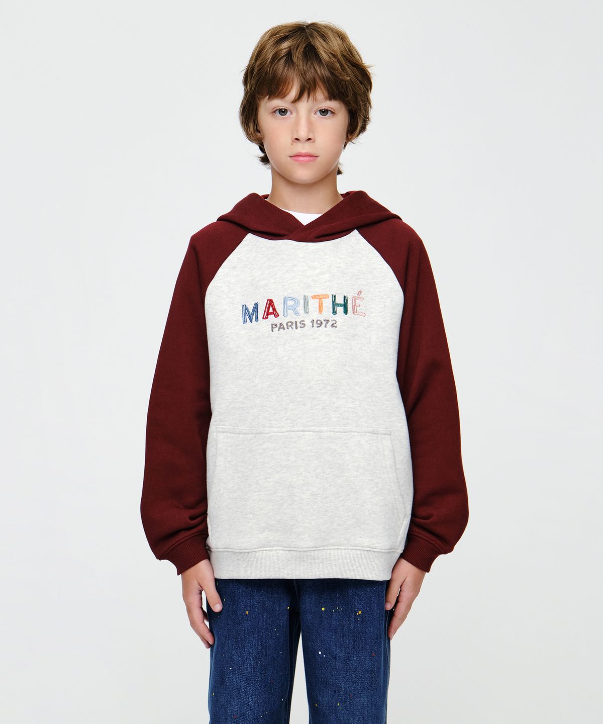 마리떼 키즈(MARITHÉ KIDS) KIDS COLOR BLOCK RAGLAN HOODIE burgundy