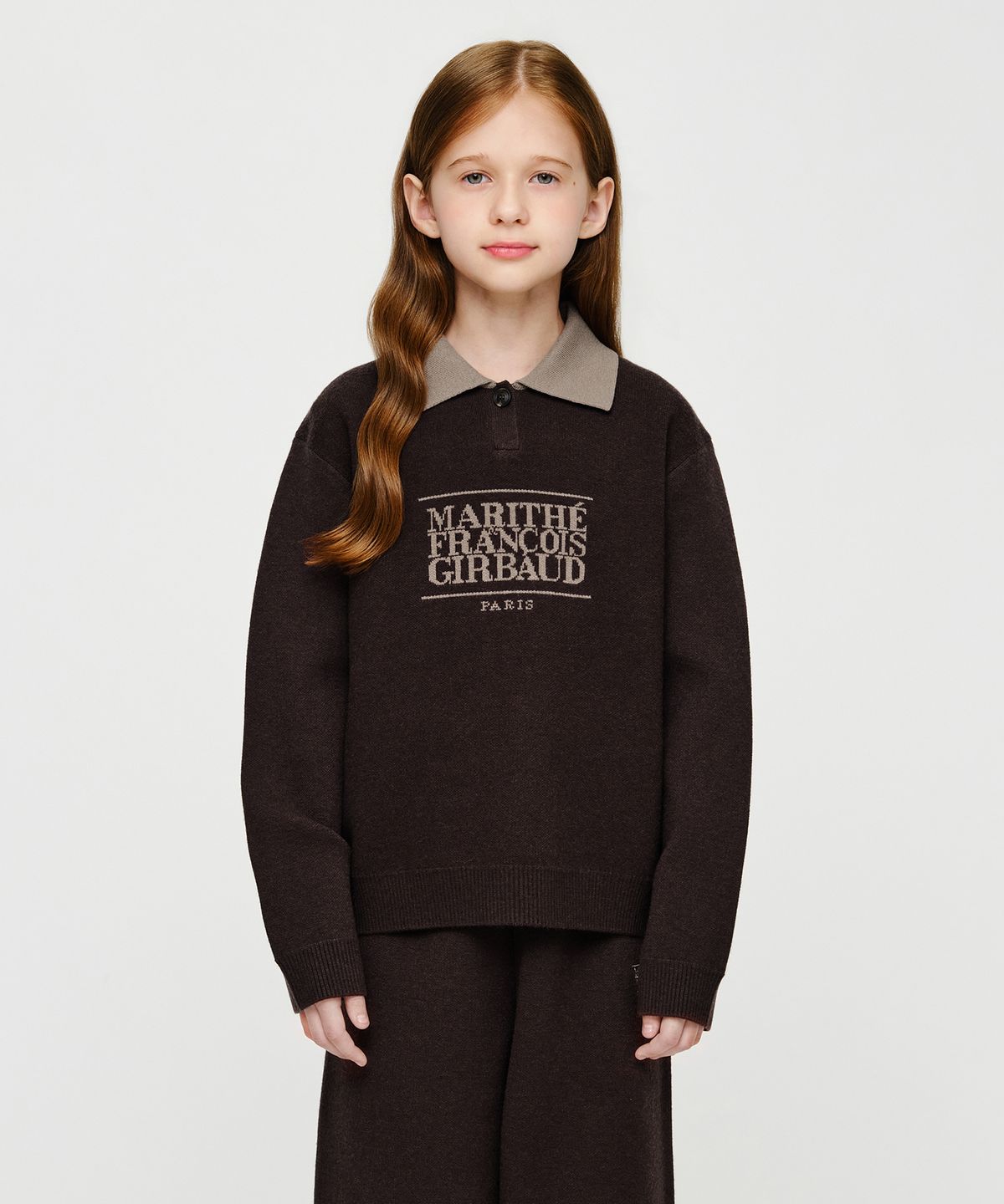 마리떼 키즈(MARITHÉ KIDS) KIDS CLASSIC LOGO COLLAR PULLOVER brown