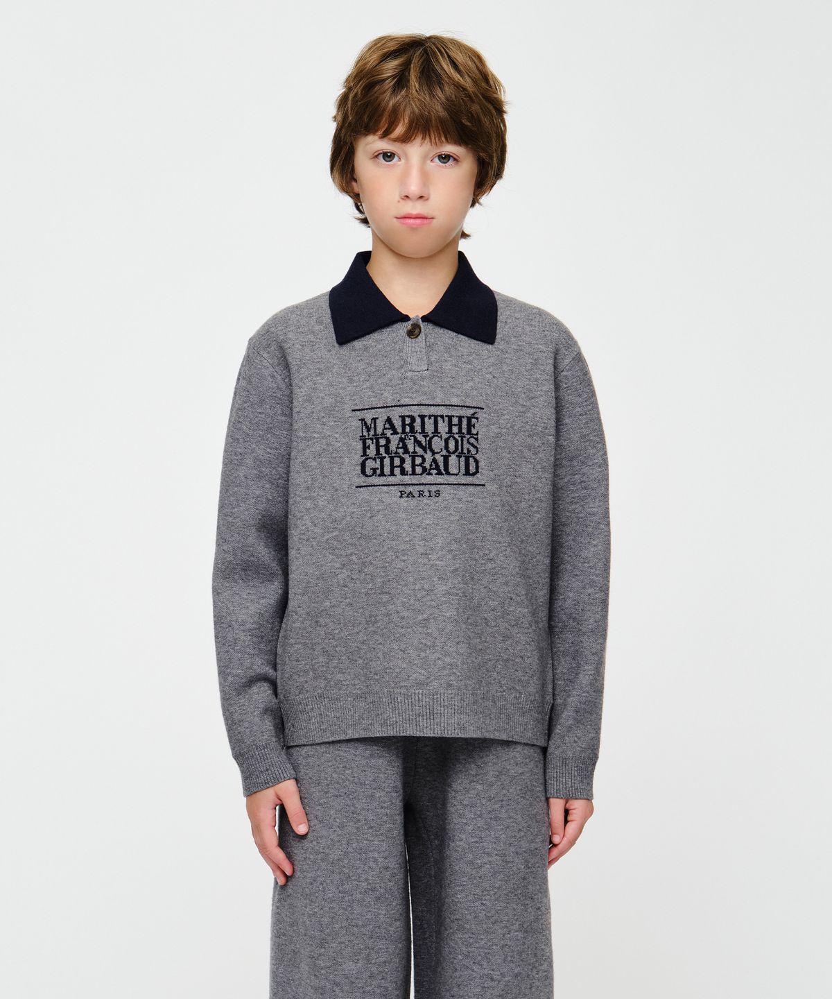 마리떼 키즈(MARITHÉ KIDS) KIDS CLASSIC LOGO COLLAR PULLOVER melange gray