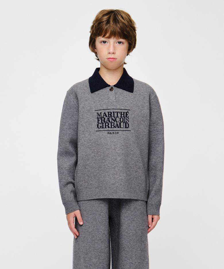 KIDS CLASSIC LOGO COLLAR PULLOVER melange gray