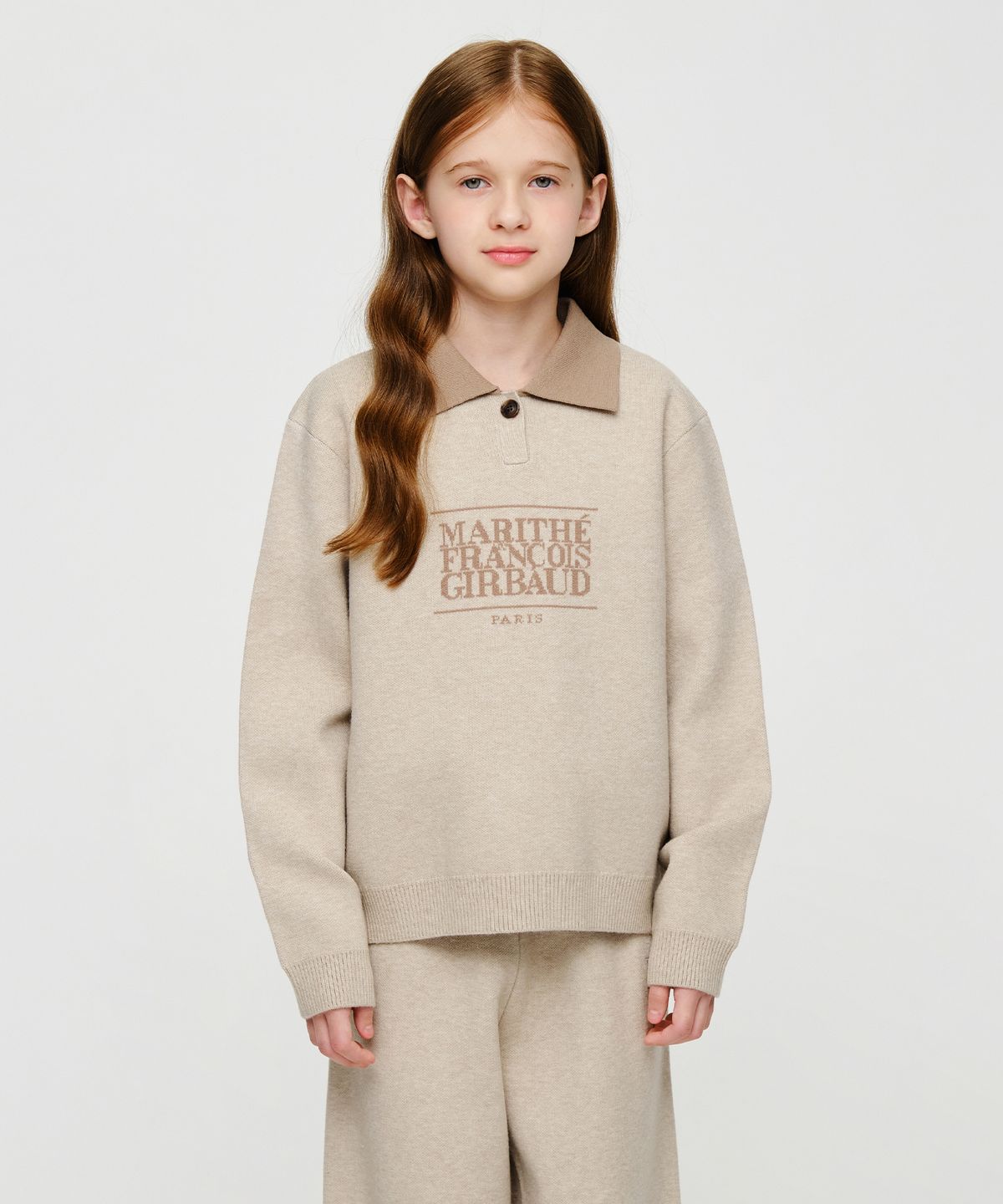 마리떼 키즈(MARITHÉ KIDS) KIDS CLASSIC LOGO COLLAR PULLOVER light beige