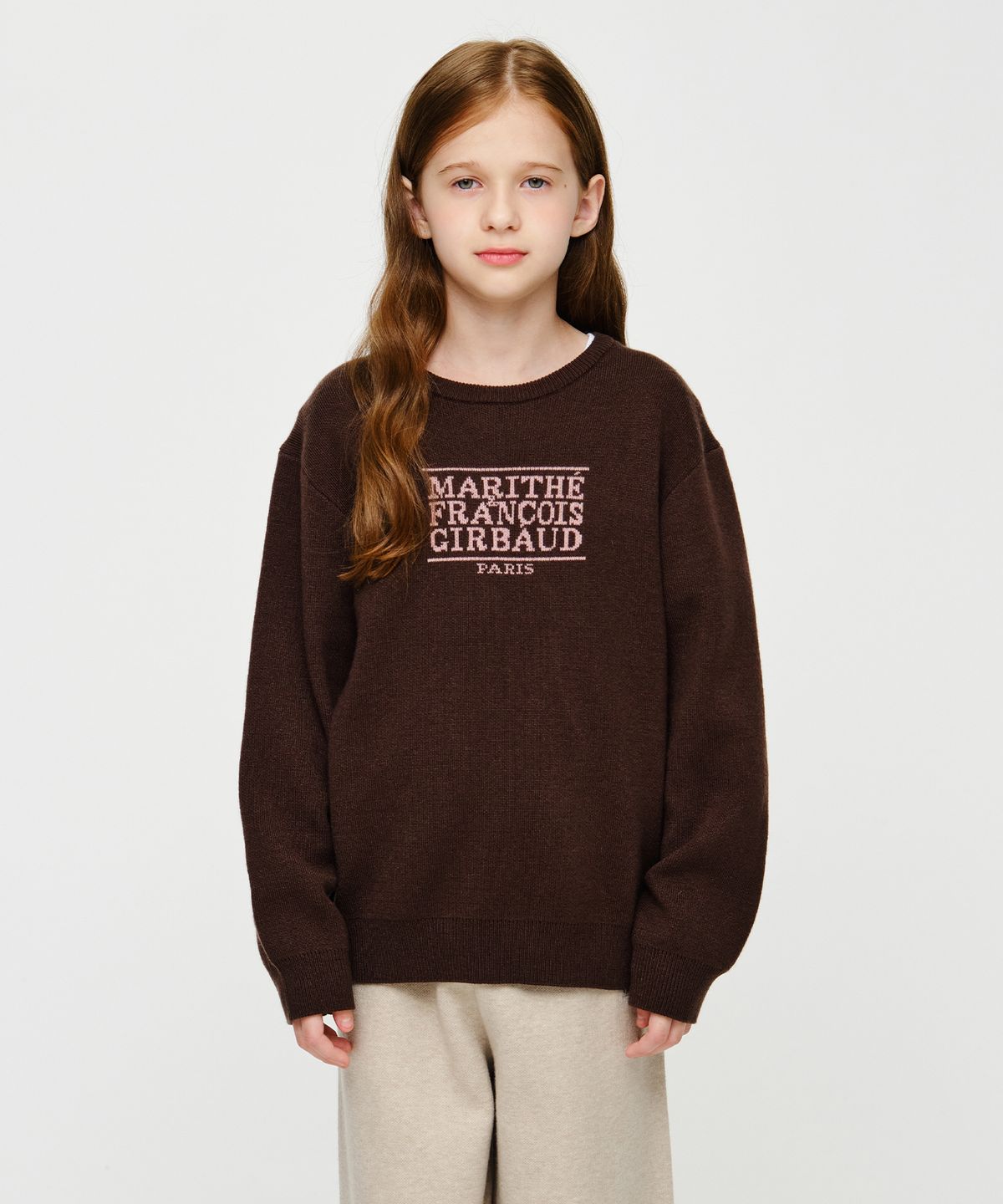 마리떼 키즈(MARITHÉ KIDS) KIDS CLASSIC LOGO KNIT PULLOVER brown