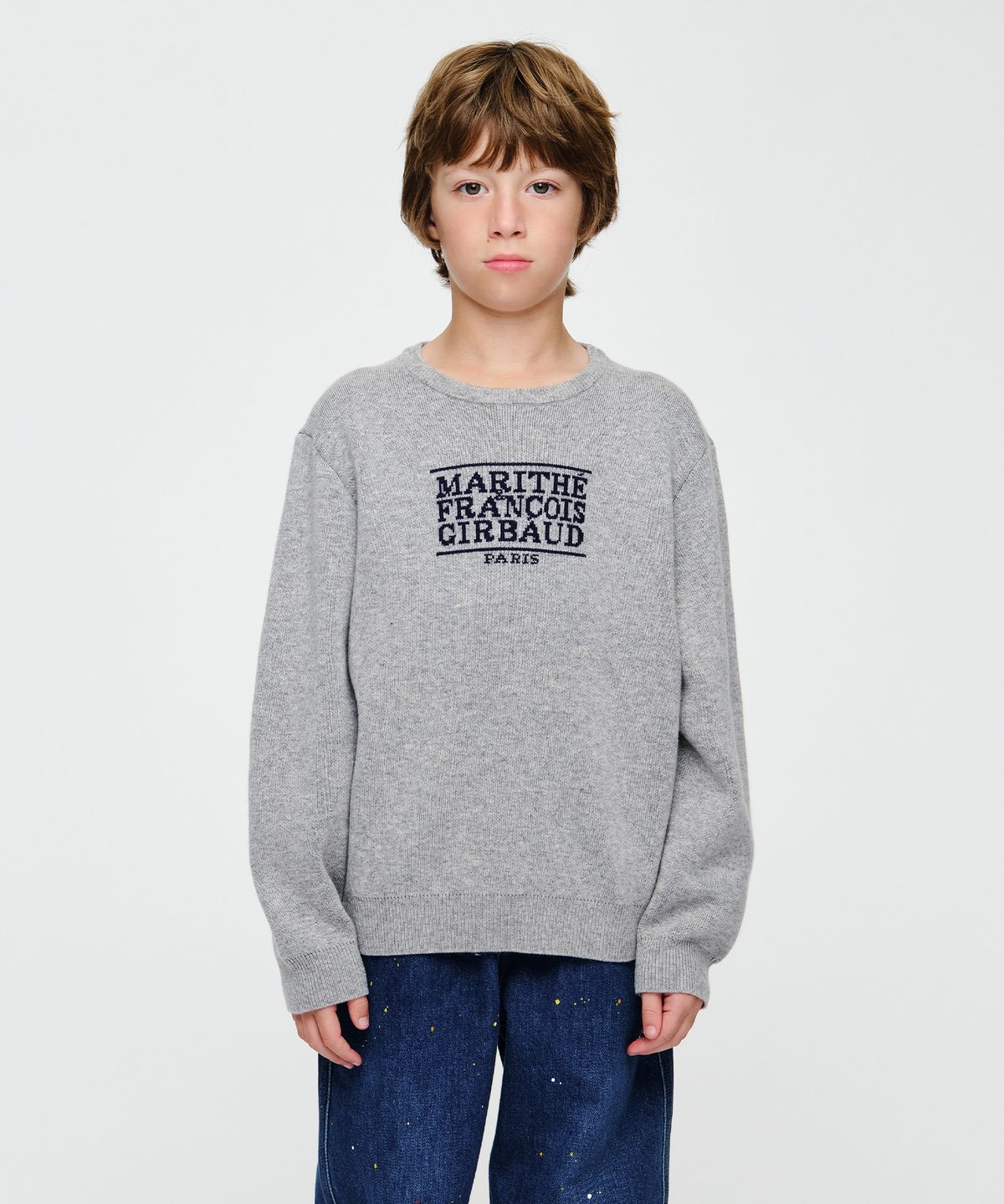 마리떼 키즈(MARITHÉ KIDS) KIDS CLASSIC LOGO KNIT PULLOVER heather gray