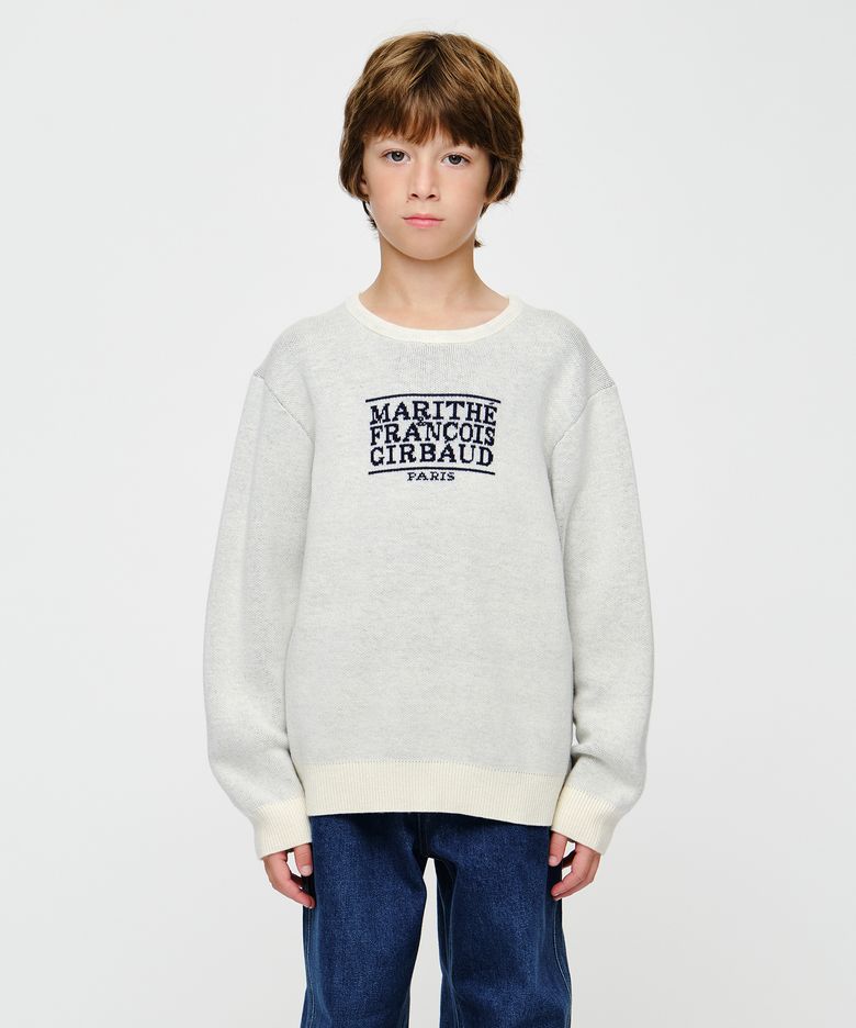 KIDS CLASSIC LOGO KNIT PULLOVER ivory