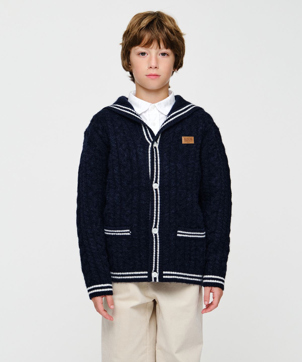마리떼 키즈(MARITHÉ KIDS) KIDS MICRO CLASSIC LOGO SAILOR KNIT CARDIGAN navy