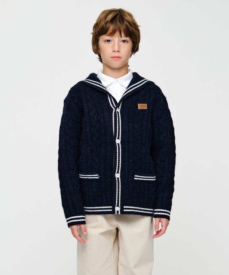 KIDS MICRO CLASSIC LOGO SAILOR KNIT CARDIGAN navy