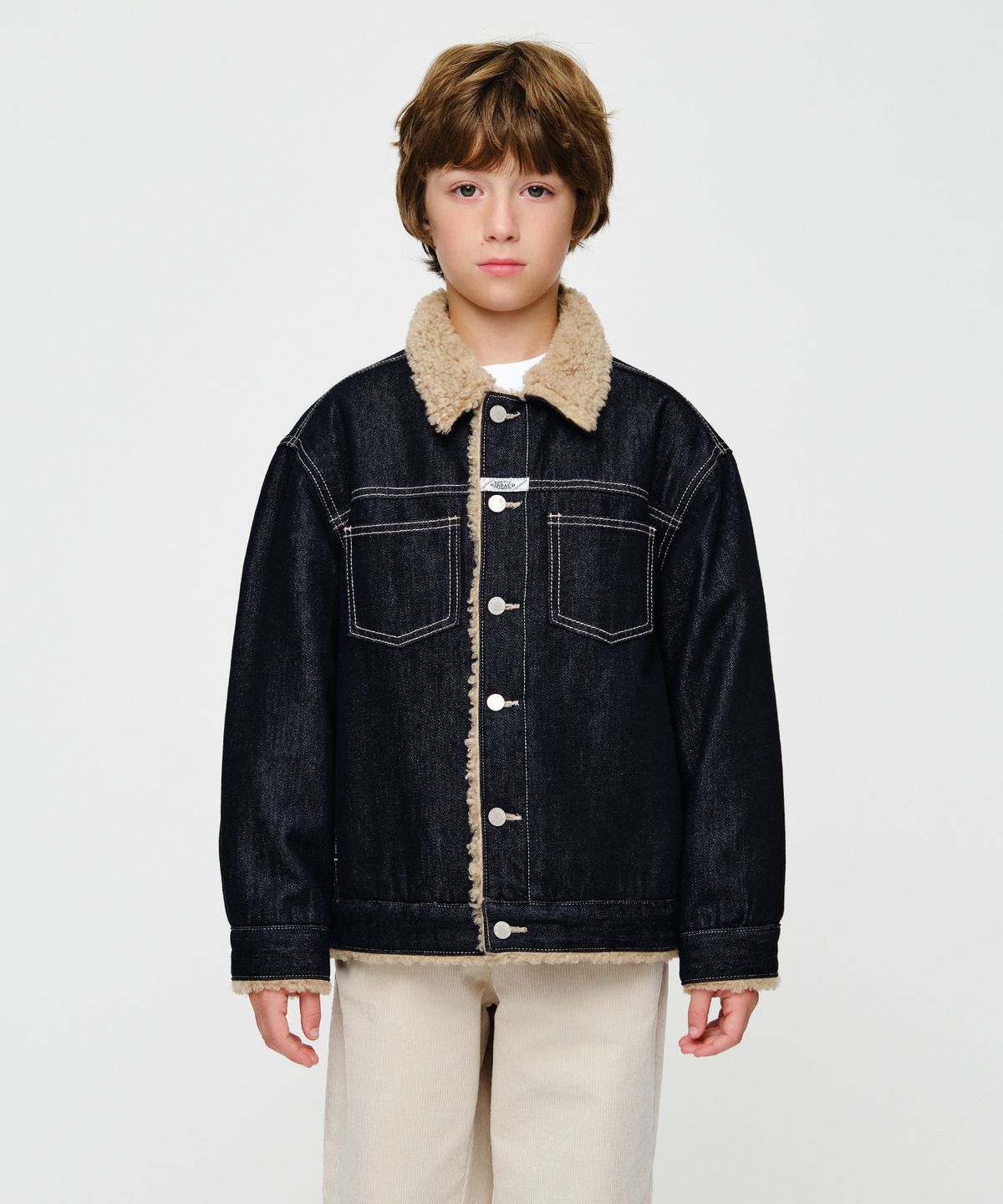 마리떼 키즈(MARITHÉ KIDS) KIDS FLEECE DENIM TRUCKER JACKET indigo