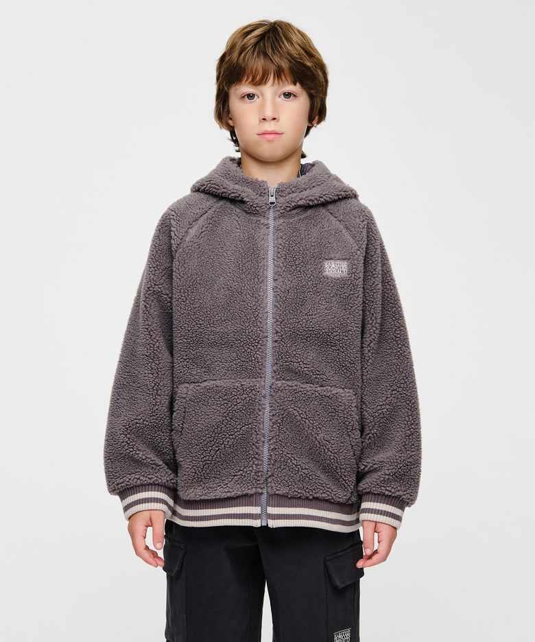 KIDS CLASSIC LOGO HOODED FLEECE JACKET gray