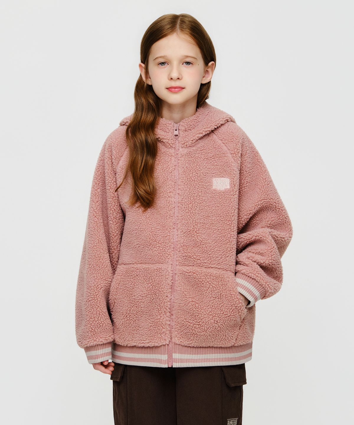 마리떼 키즈(MARITHÉ KIDS) KIDS CLASSIC LOGO HOODED FLEECE JACKET pink