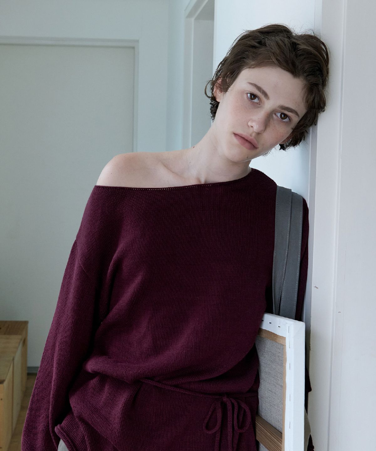토아베(TOAVE) Drop Loose Fit Pullover Knit (Burgundy)