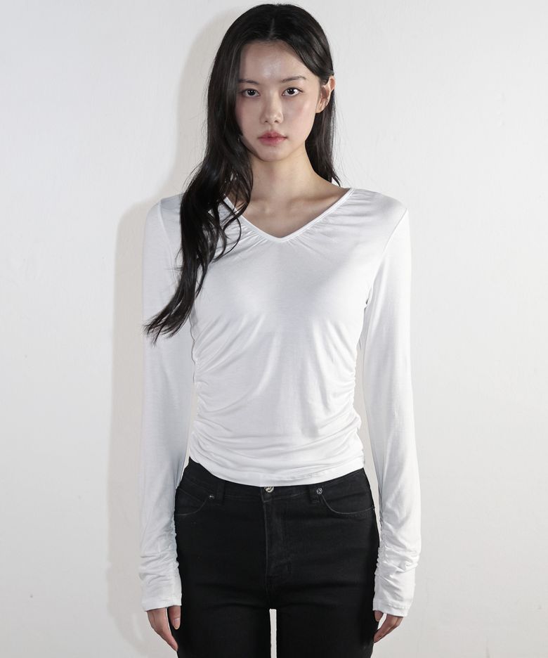 트리플 셔링 롱슬리브 화이트