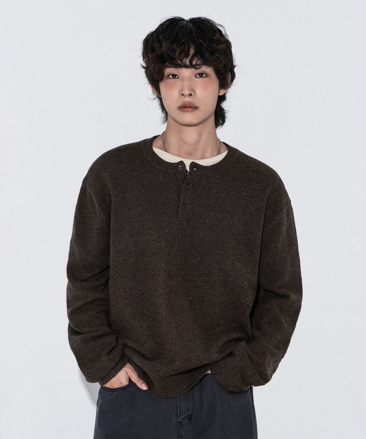 리메인세컨드(LEMAIN SECOND) 밸런스 헨리넥 니트 스웨터 [5COLOR]