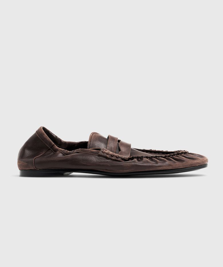 UNIFORM Pleats Banding Loafer Dark Brown VTG