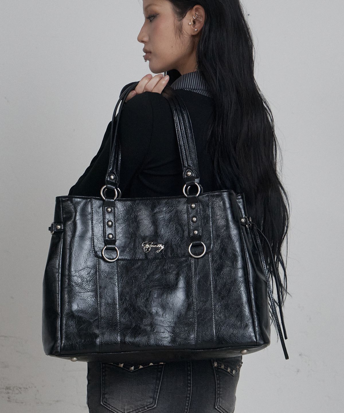 큐리티(CURETTY) C BIG VINTAGE SHOPPER BAG_BLACK