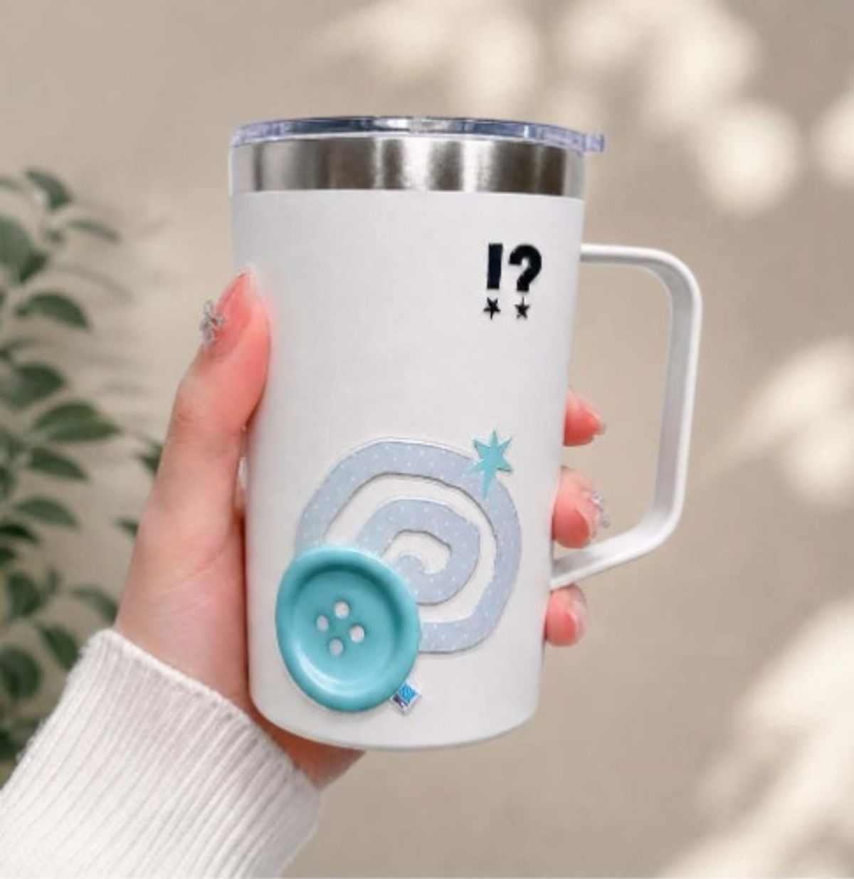 이레케이스앤굿즈(IRECASEGOODS) 민트단추 스텐 머그 아이보리 (450ML)