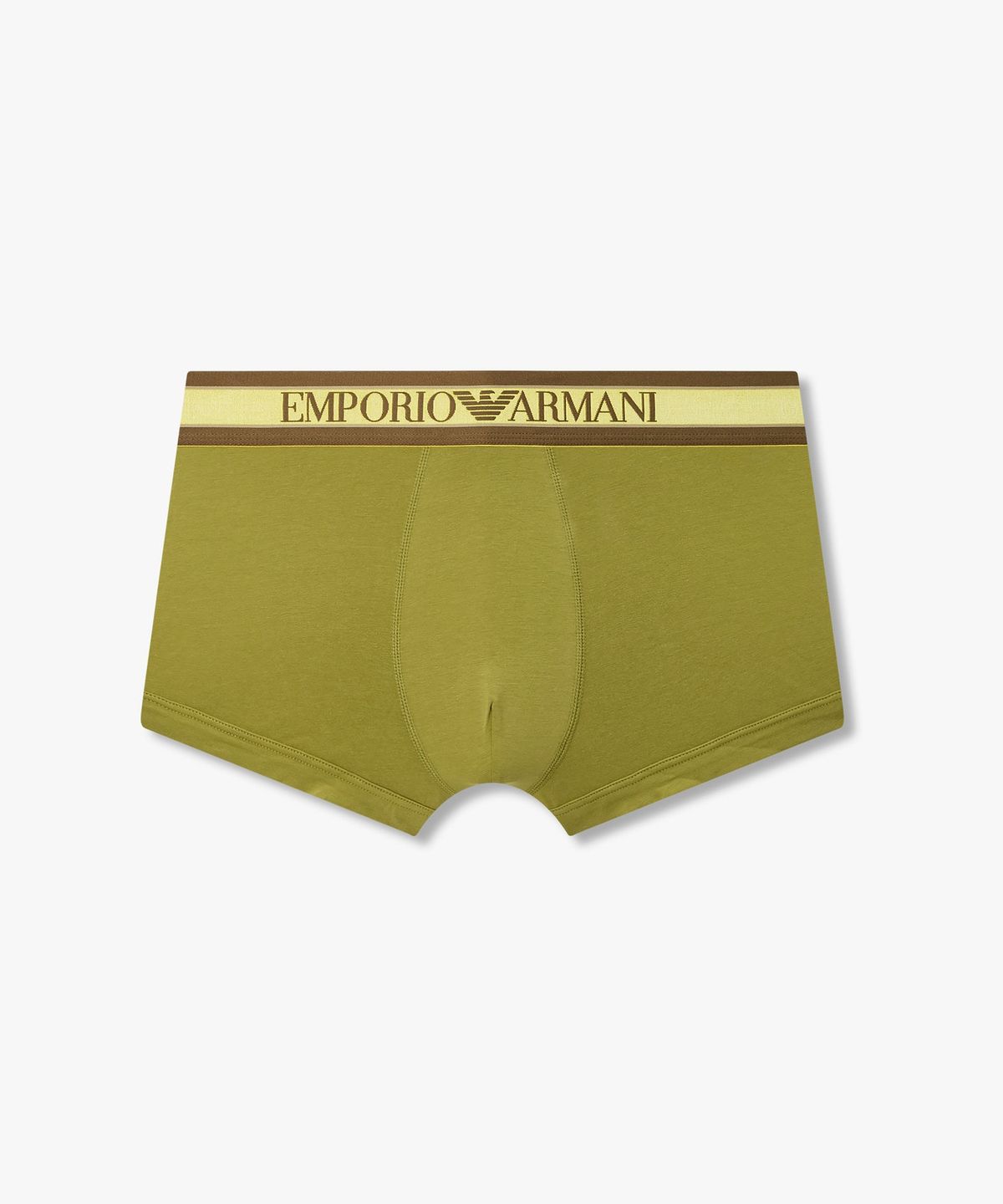 엠포리오 아르마니 언더웨어(EMPORIO ARMANI UNDERWEAR) 남성 배색 트림 센터 로고 드로즈 _다크 옐로우 그린_0816312046