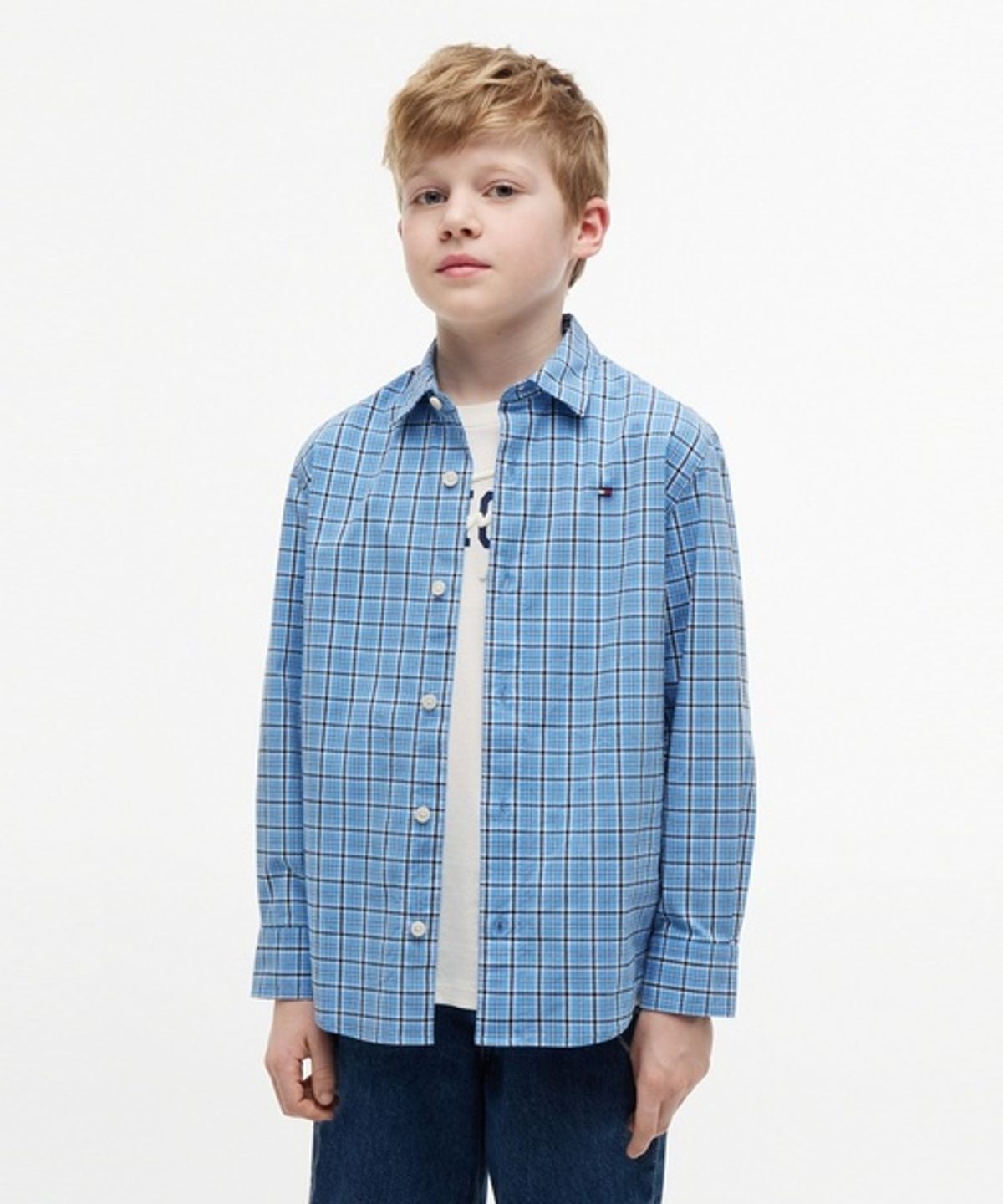 타미힐피거 키즈(TOMMY HILFIGER KIDS) 포플린 체크 셔츠
