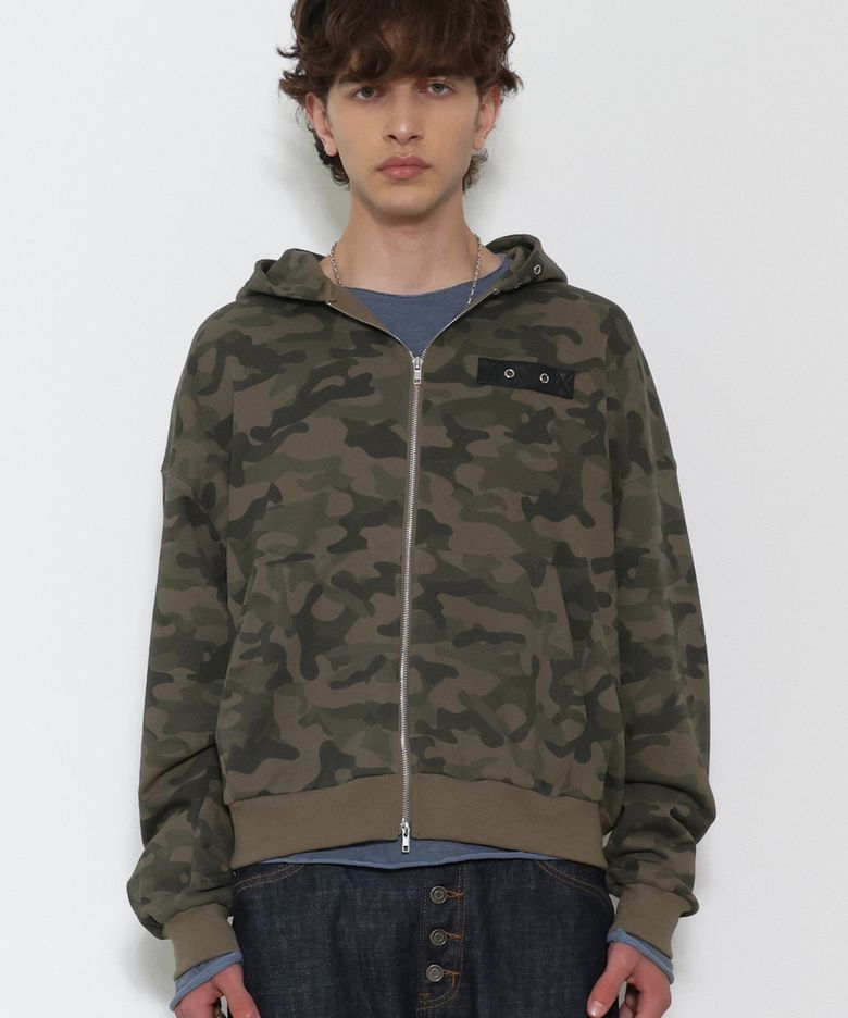 레더 포인트 후드 집업 CAMO