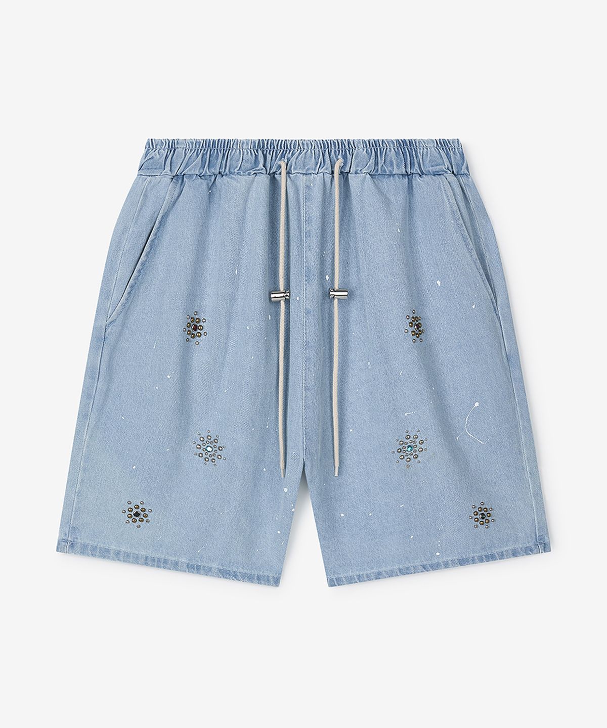 스트라이크(STRIKE) Atelier Jeweled Painted Denim Shorts (LIGHT BLUE)