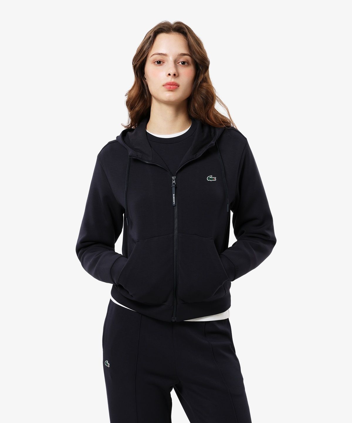 라코스테(LACOSTE) 여성 소프트저지 후드 풀집업 스웻셔츠 SF942E-56N HDE