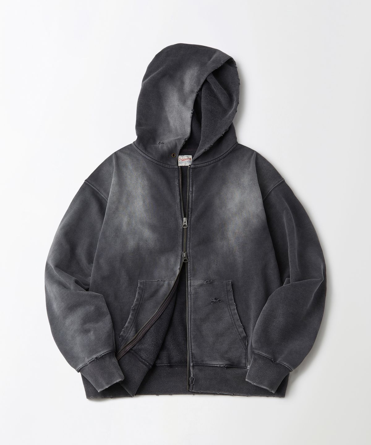 아웃스탠딩(OUTSTANDING) VINTAGE WASHING HOOD ZIP SWEAT_VINTAGE CHARCOAL
