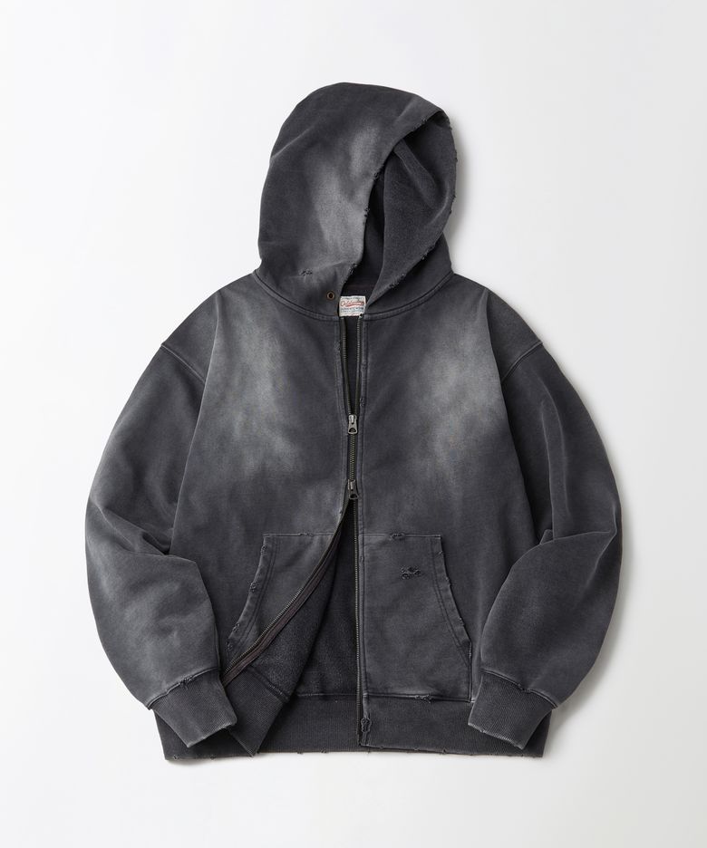 VINTAGE WASHING HOOD ZIP SWEAT_VINTAGE CHARCOAL