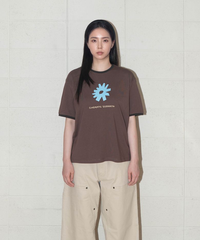 GRAPHIC RINGER TEE / BROWN