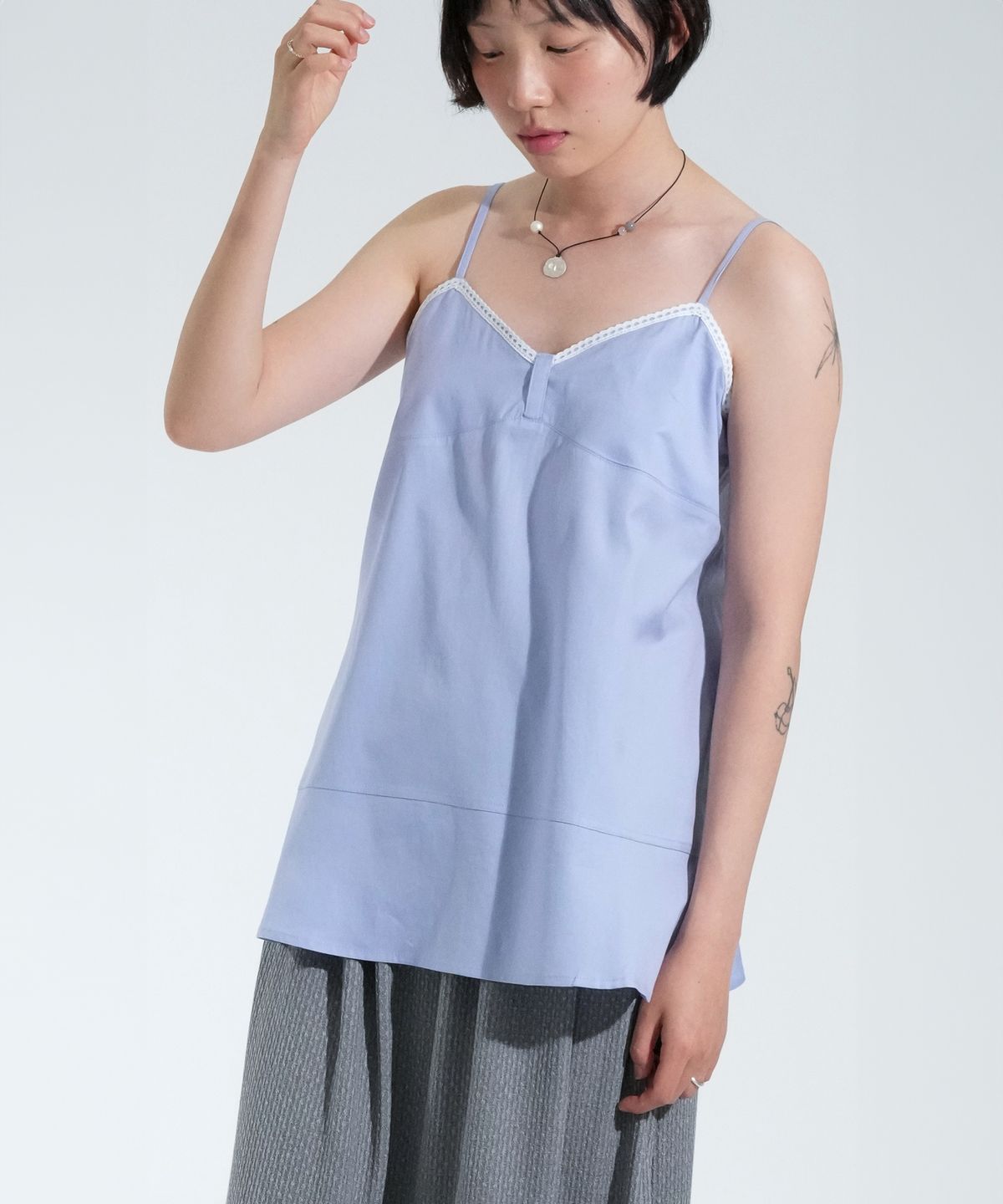오수(OSU) OSU Lace Trim Sleeveless Onepiece, blue