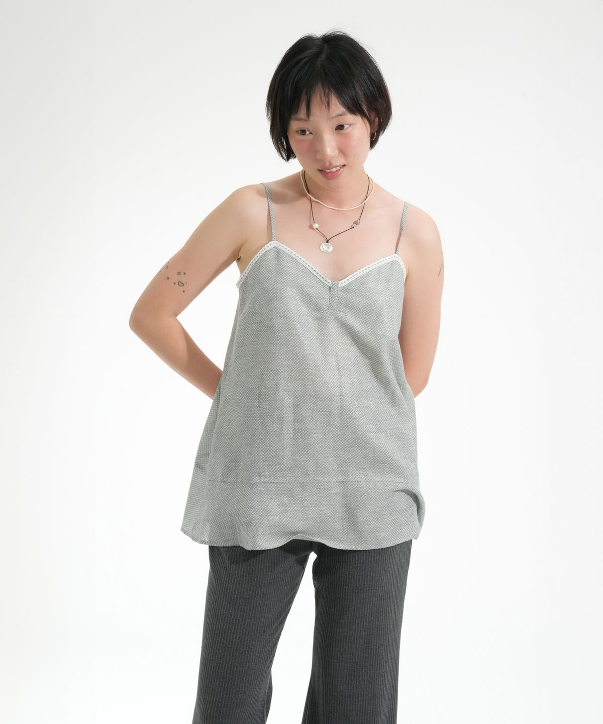 오수(OSU) OSU Lace Trim Sleeveless Onepiece, water