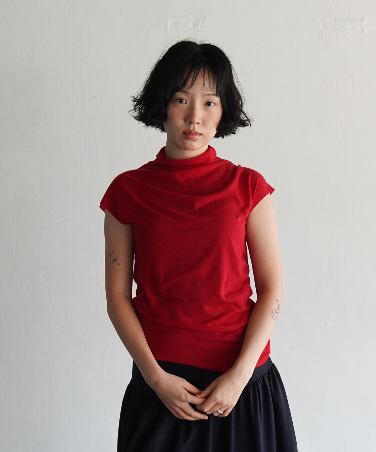 오수(OSU) OSU Mock neck Soft Top, red