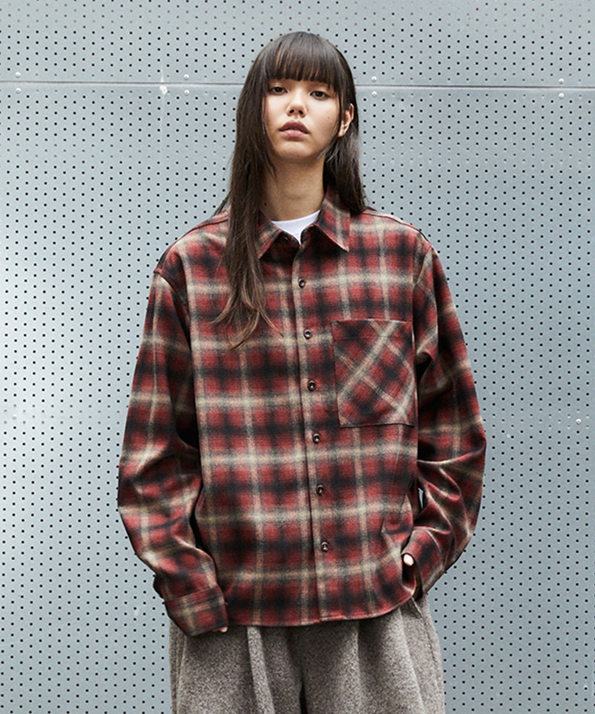 마하그리드(MAHAGRID) FLANNEL CHECK SHIRT[RED]