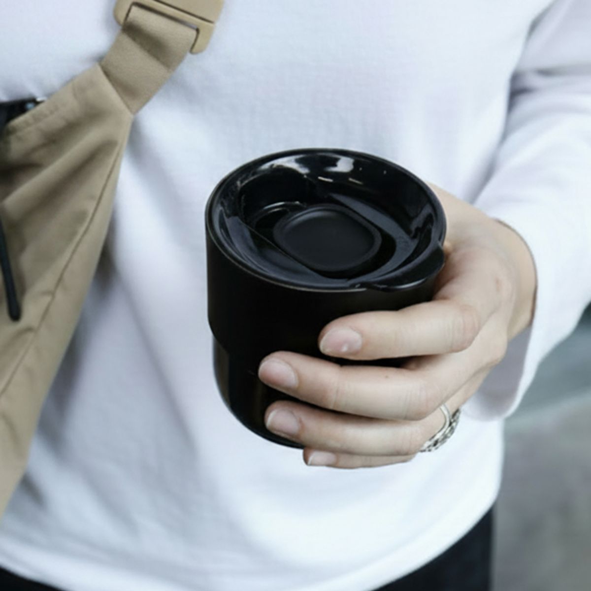 클린켄틴(KLEANKANTEEN) 라이즈 보온보냉 로우볼 텀블러 슬라이드 리드 237ml 블랙