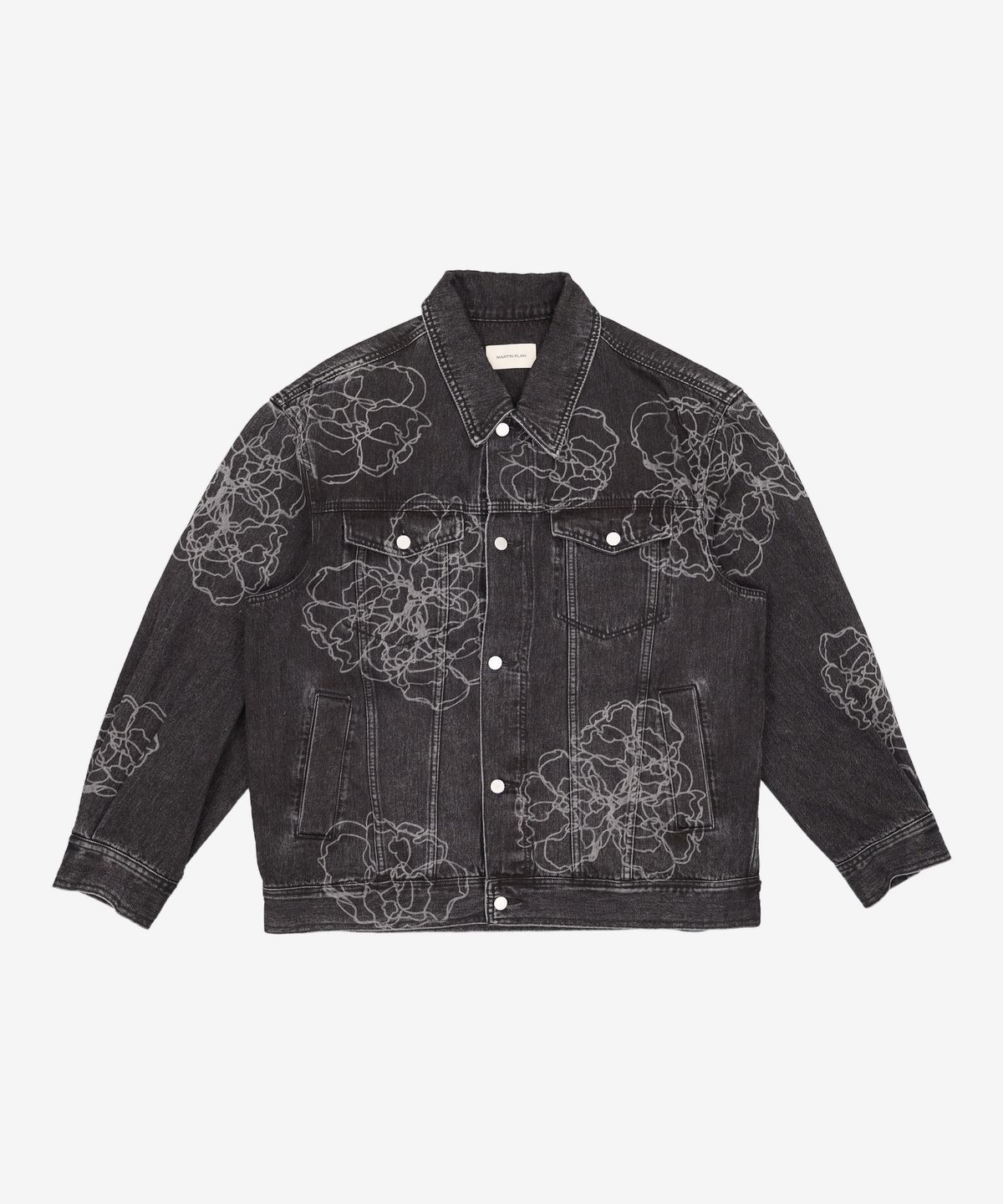 마틴플랜(MARTIN PLAN) (Set-up)Flower Lazer Denim Jacket - BLACK 100