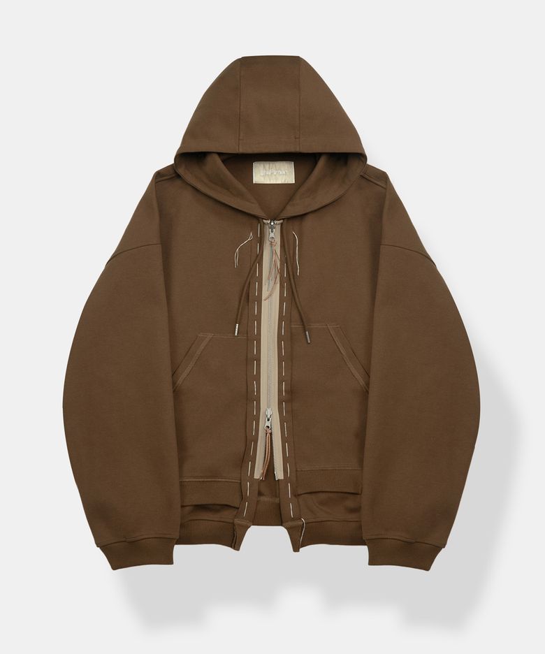 PROTOGRAF TWO-WAY HOOD ZIPUP / BROWN