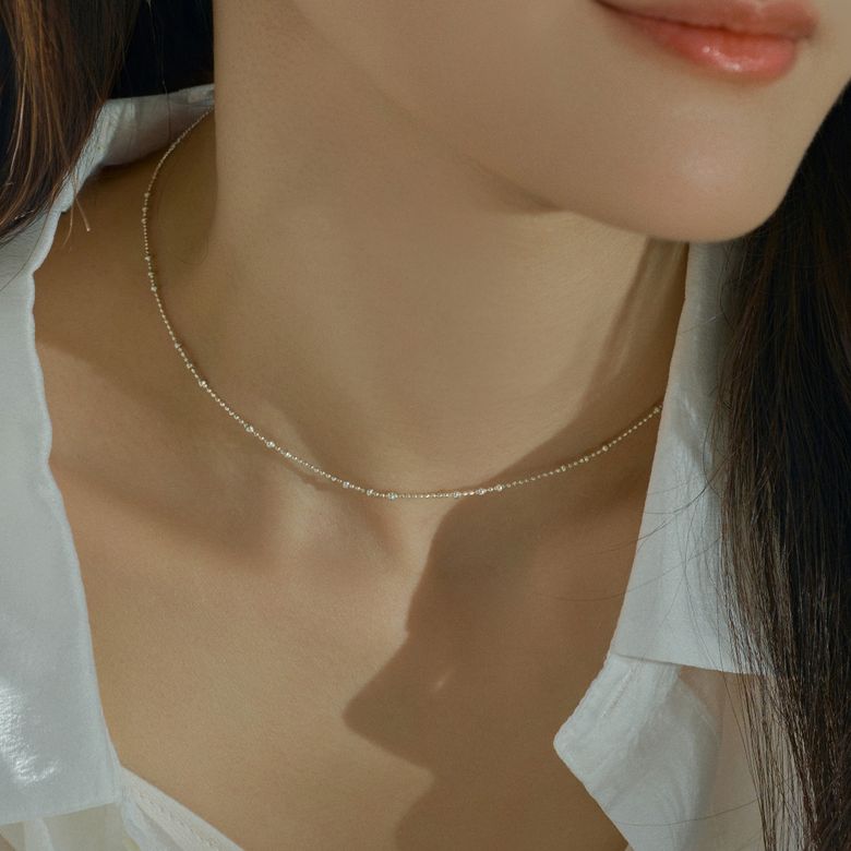 925실버 오르빗 볼 체인 목걸이