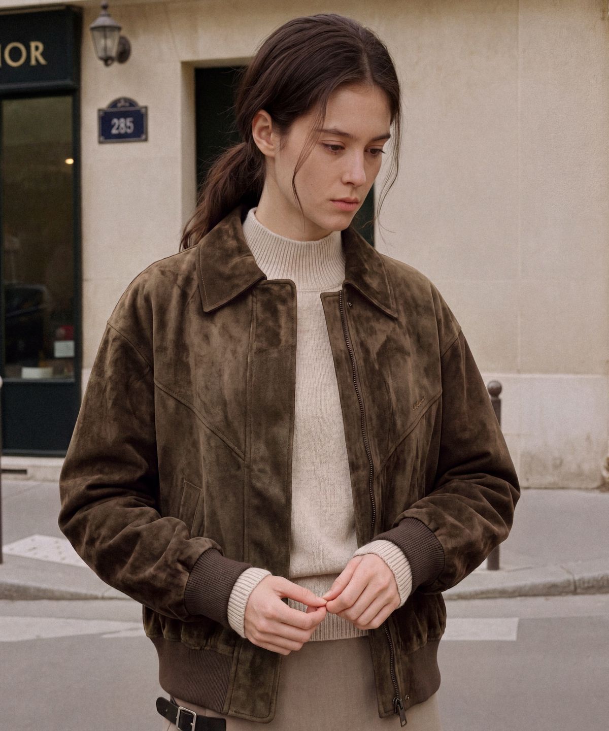 폴뉴아(FOLNUA) DAIM BOMBER JACKET (BROWN)
