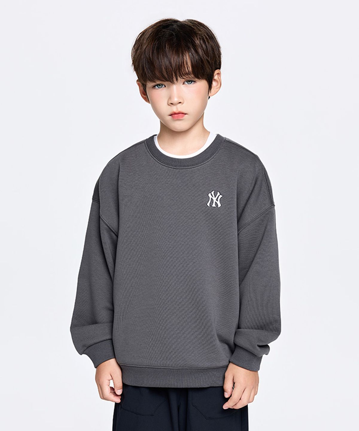 엠엘비 키즈(MLB KIDS) 스포티브 베이직 스몰로고 맨투맨 NY (D.Grey)