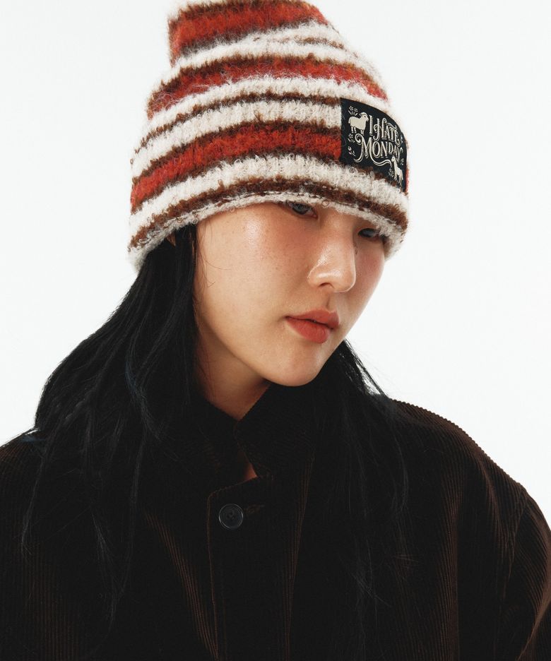 [I26FW01] 로고 스탬프 비니 브라운