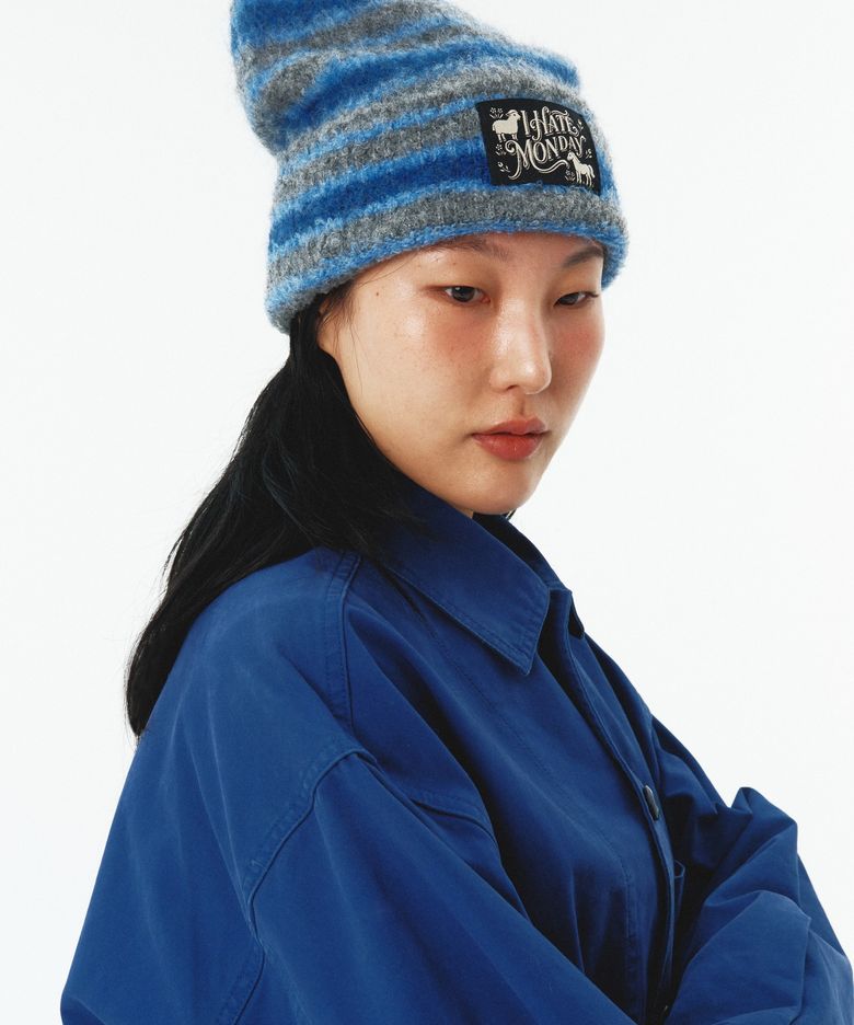 [I26FW02] 로고 스탬프 비니 블루