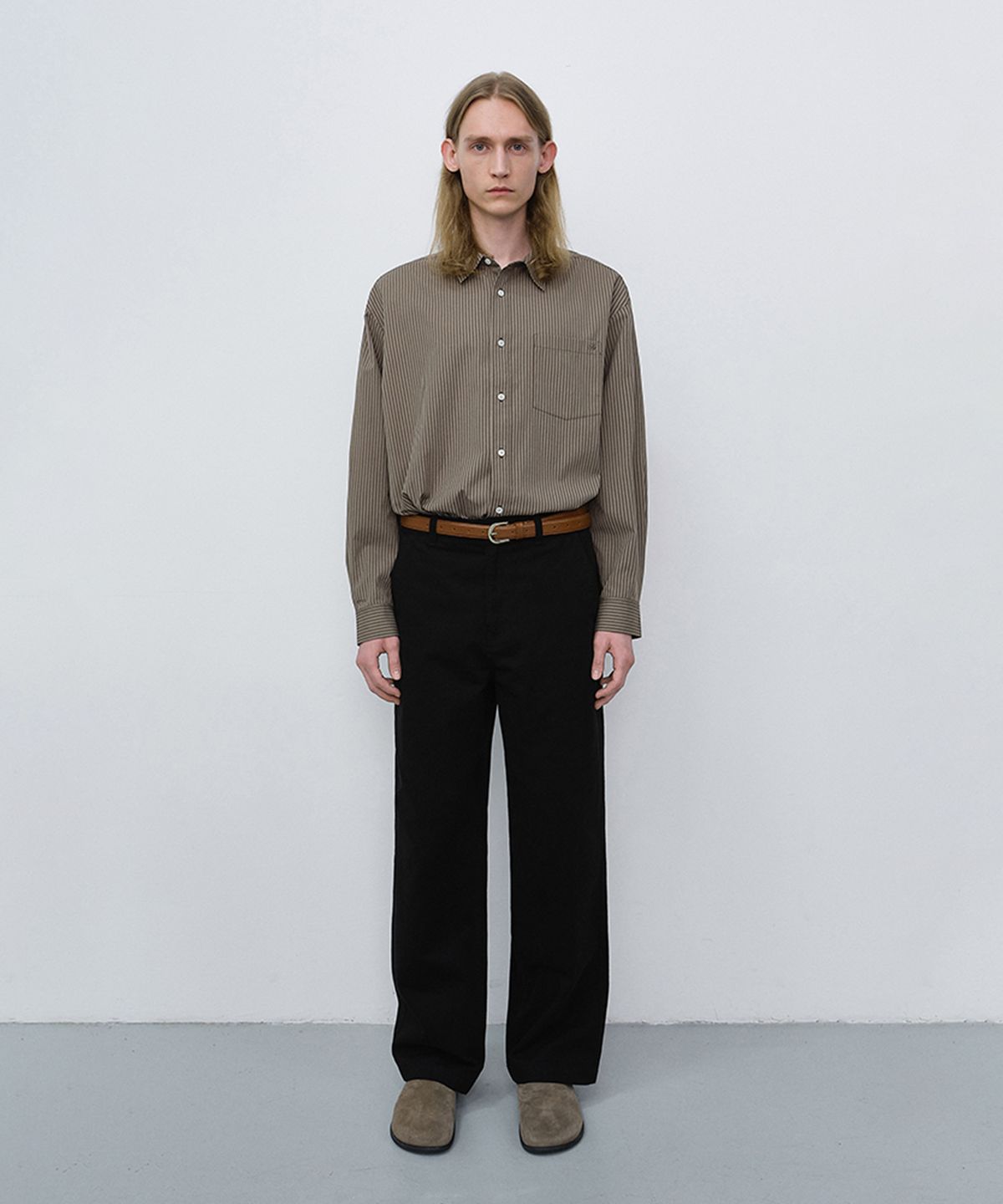 던스트 포 맨(DUNST FOR MEN) UNISEX INFORMAL SHIRT_UDSH6C102_BROWN STRIPE