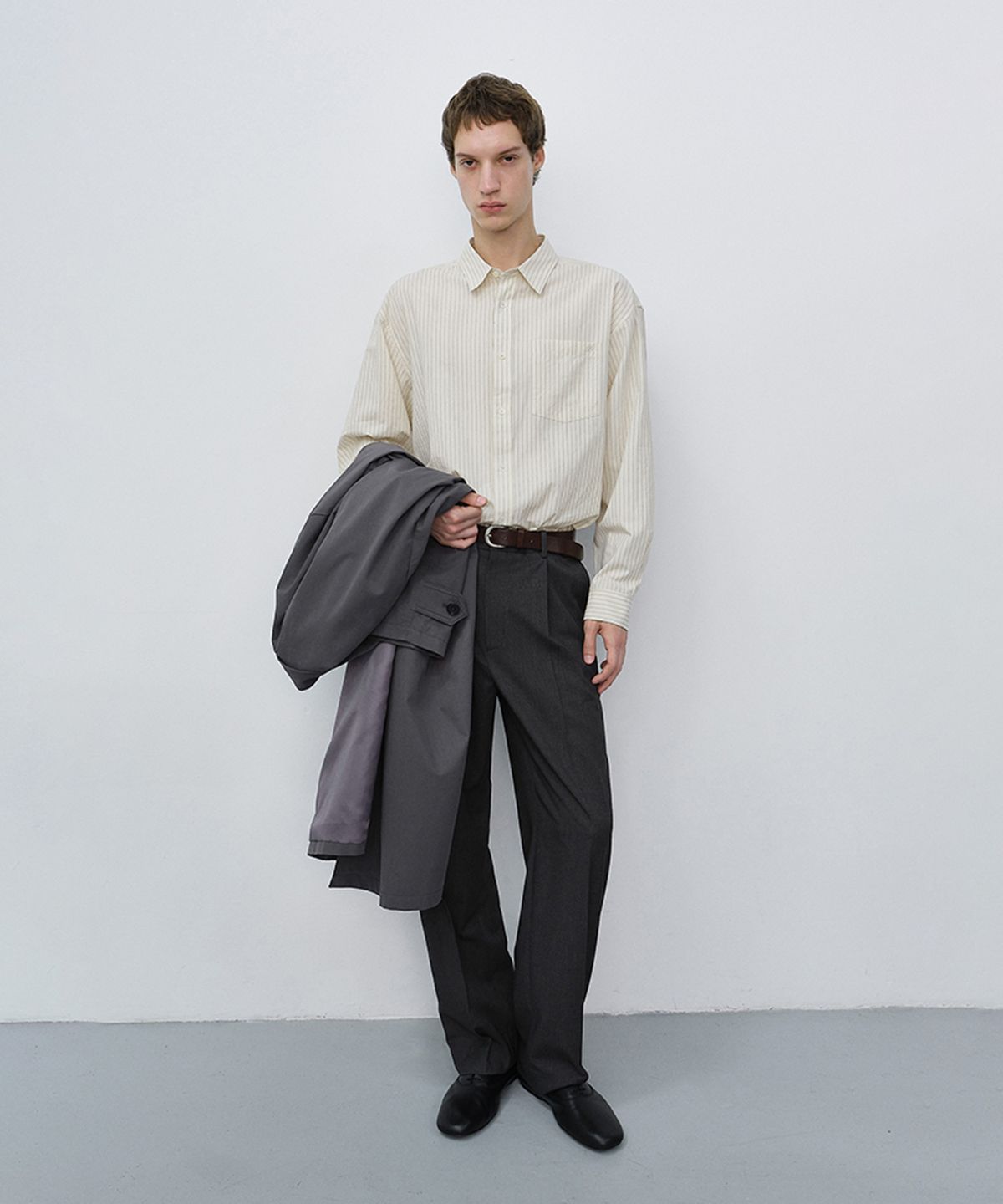 던스트 포 맨(DUNST FOR MEN) UNISEX INFORMAL SHIRT_UDSH6C102_IVORY STRIPE