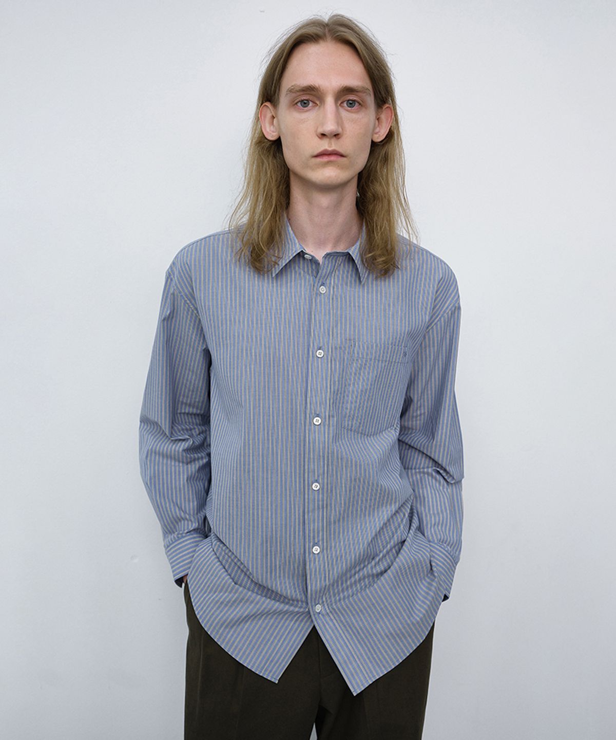 던스트 포 맨(DUNST FOR MEN) UNISEX INFORMAL SHIRT_UDSH6C102_BLUE STRIPE