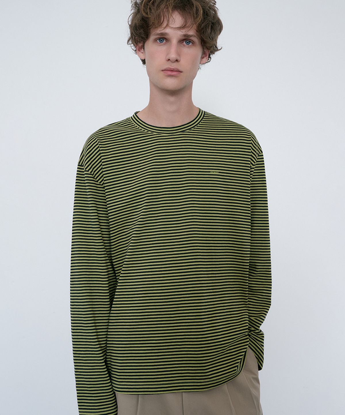 던스트 포 맨(DUNST FOR MEN) UNISEX MUTED STRIPED T-SHIRT_UDTS6C105_OLIVE KHAKI