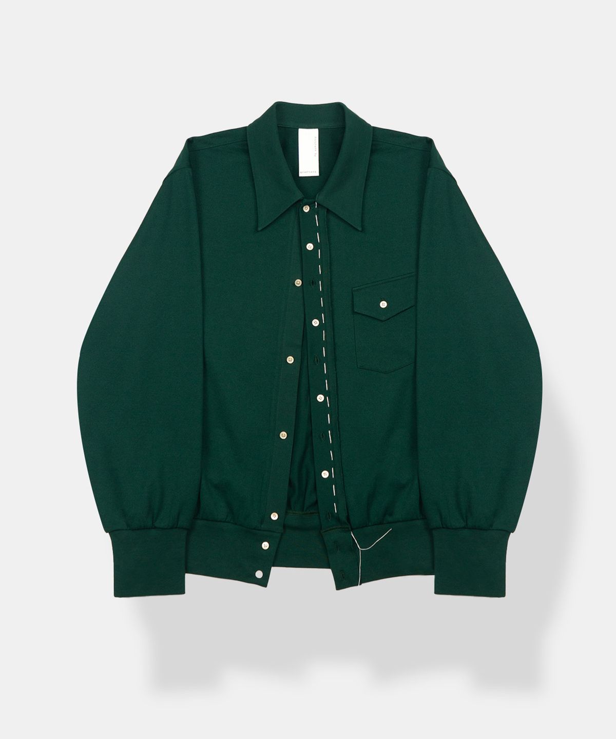 그라프트맨(GRAFTMEN) BECOMING FINE PIQUE COLLAR CARDIGAN / GREEN