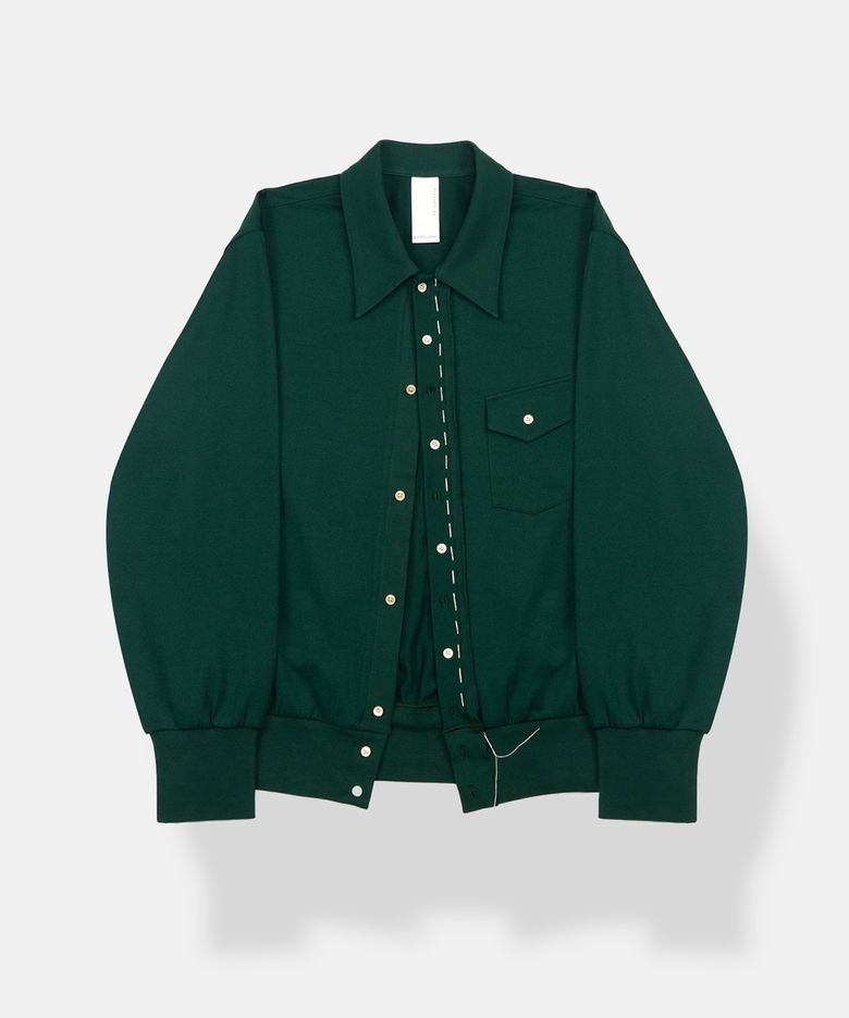 BECOMING FINE PIQUE COLLAR CARDIGAN / GREEN
