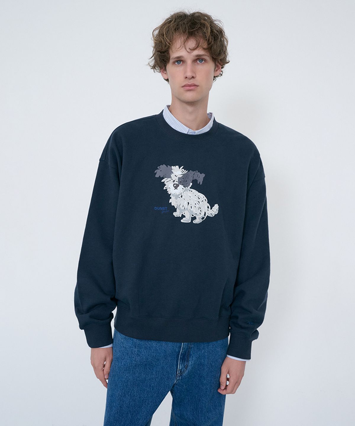 던스트 포 맨(DUNST FOR MEN) UNISEX PUPPY SWEATSHIRT_UDTS6C112_FRENCH NAVY